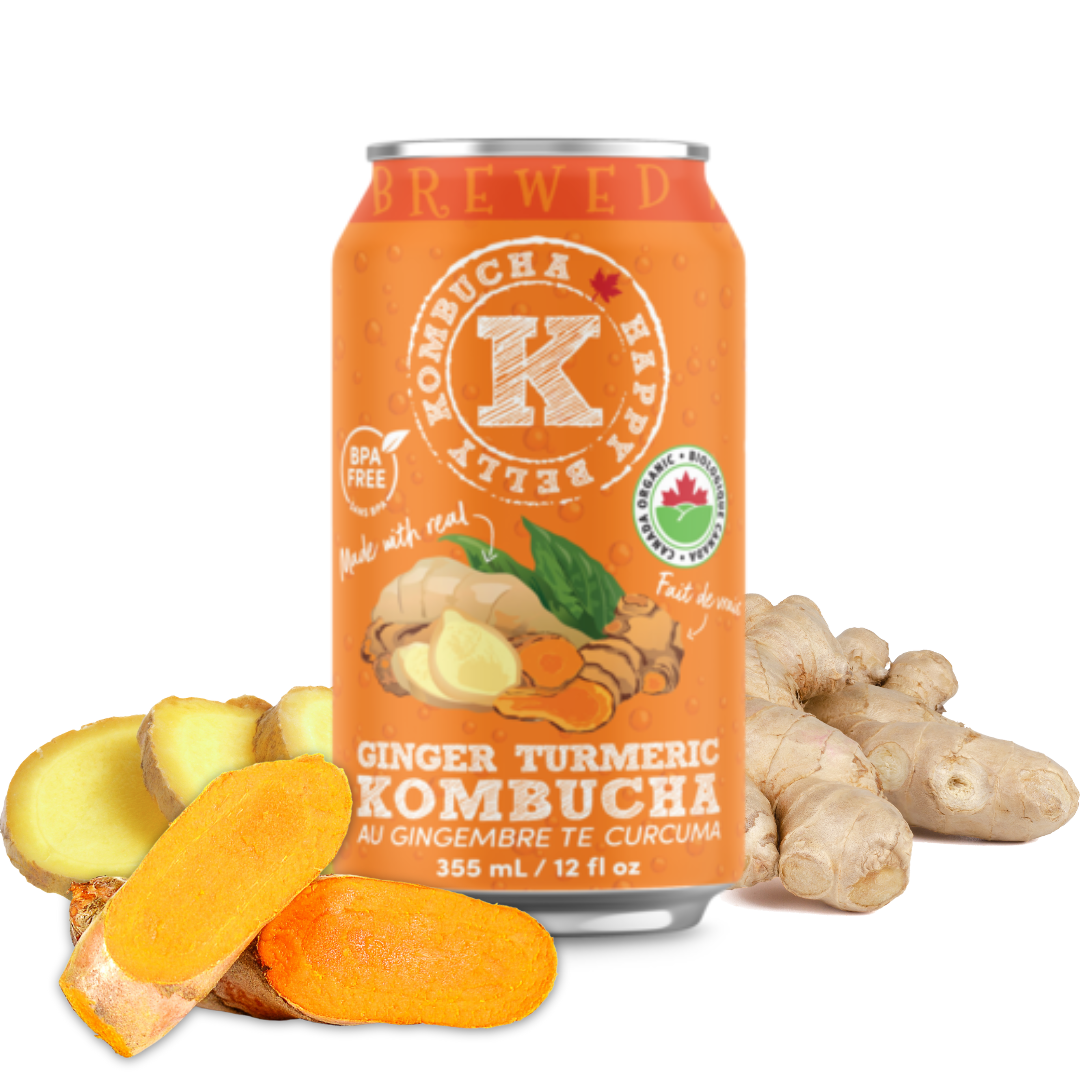 happy belly kombucha ginger turmeric kombucha brewed bpa free flavor can