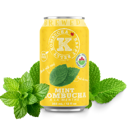 happy belly kombucha mint kombucha brewed flavor can