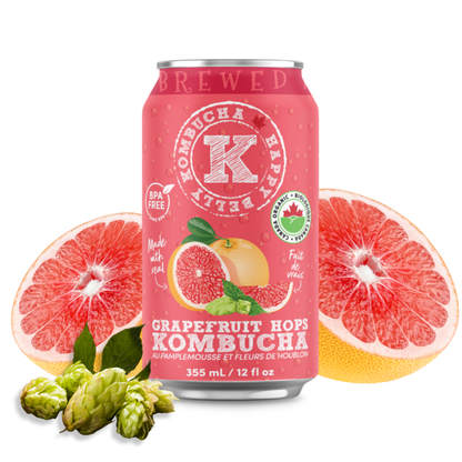 happy belly kombucha grapefruit hops kombucha brewed flavor can