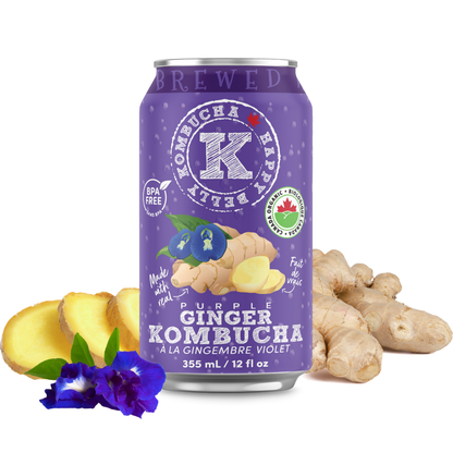 happy belly kombucha purple ginger kombucha brewed flavor can