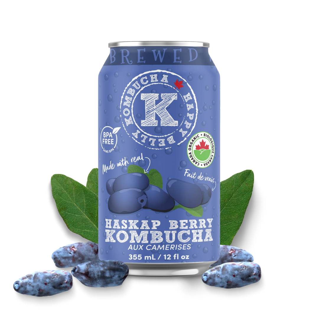 happy belly kombucha haskap berry kombucha brewed flavor can