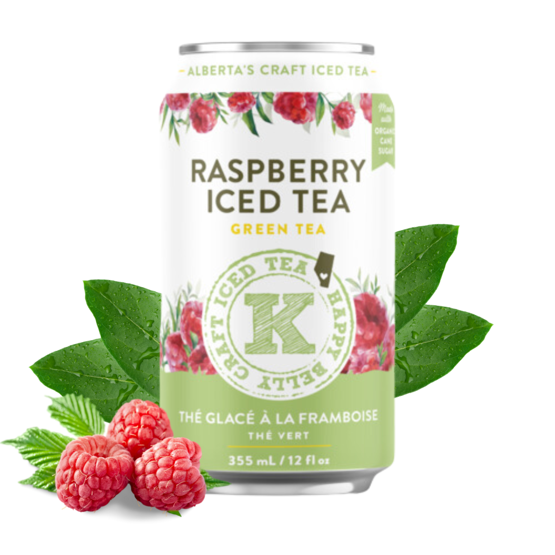 happy belly kombucha iced tea raspberry iced tea green tea flavor can