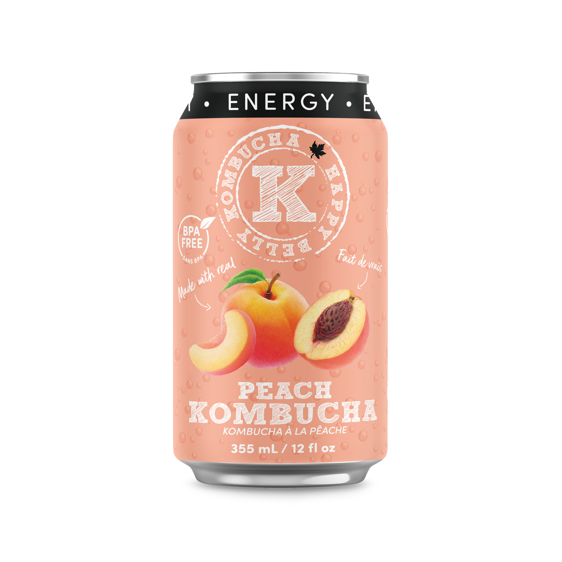 happy belly kombucha clean energy kombucha clean energy peach flavor can