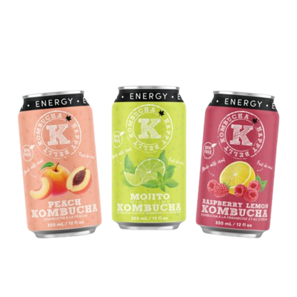 happy belly kombucha clean energy kombucha clean energy all assorted flavors peach, mojito and raspberry flavors cans