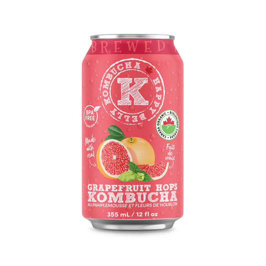 happy belly kombucha grapefruit hops kombucha brewed bpa free can