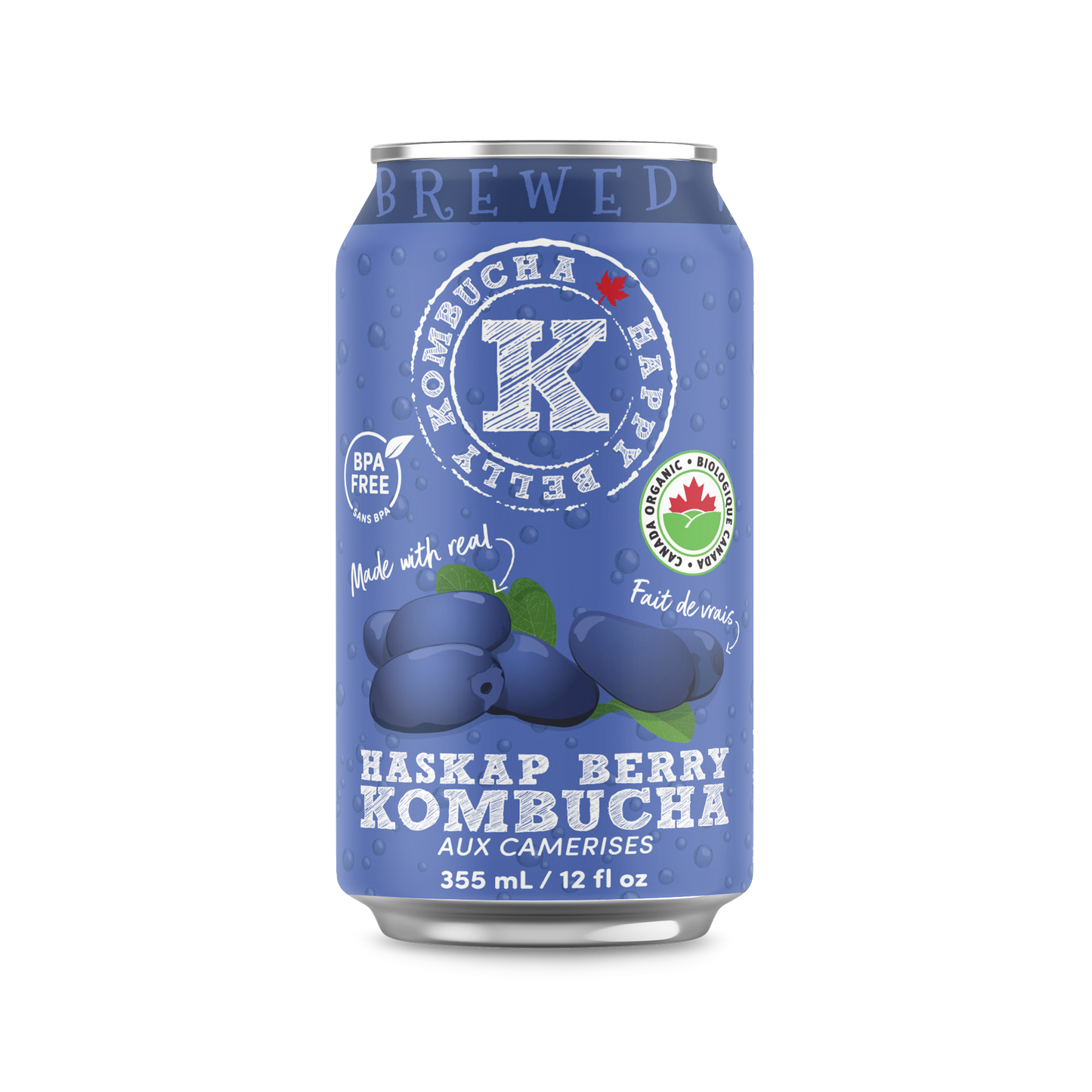 happy belly kombucha haskap berry kombucha brewed bpa free can