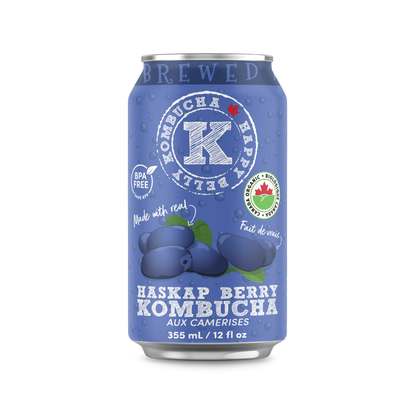 happy belly kombucha haskap berry kombucha brewed bpa free can