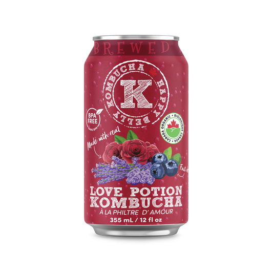 happy belly kombucha love potion kombucha brewed bpa free can