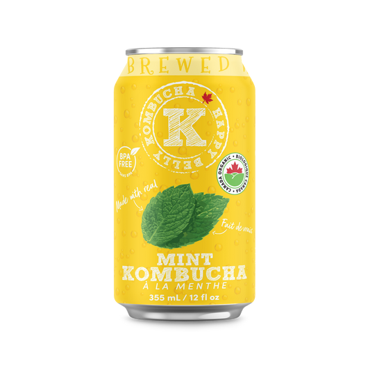 happy belly kombucha mint kombucha brewed bpa free can