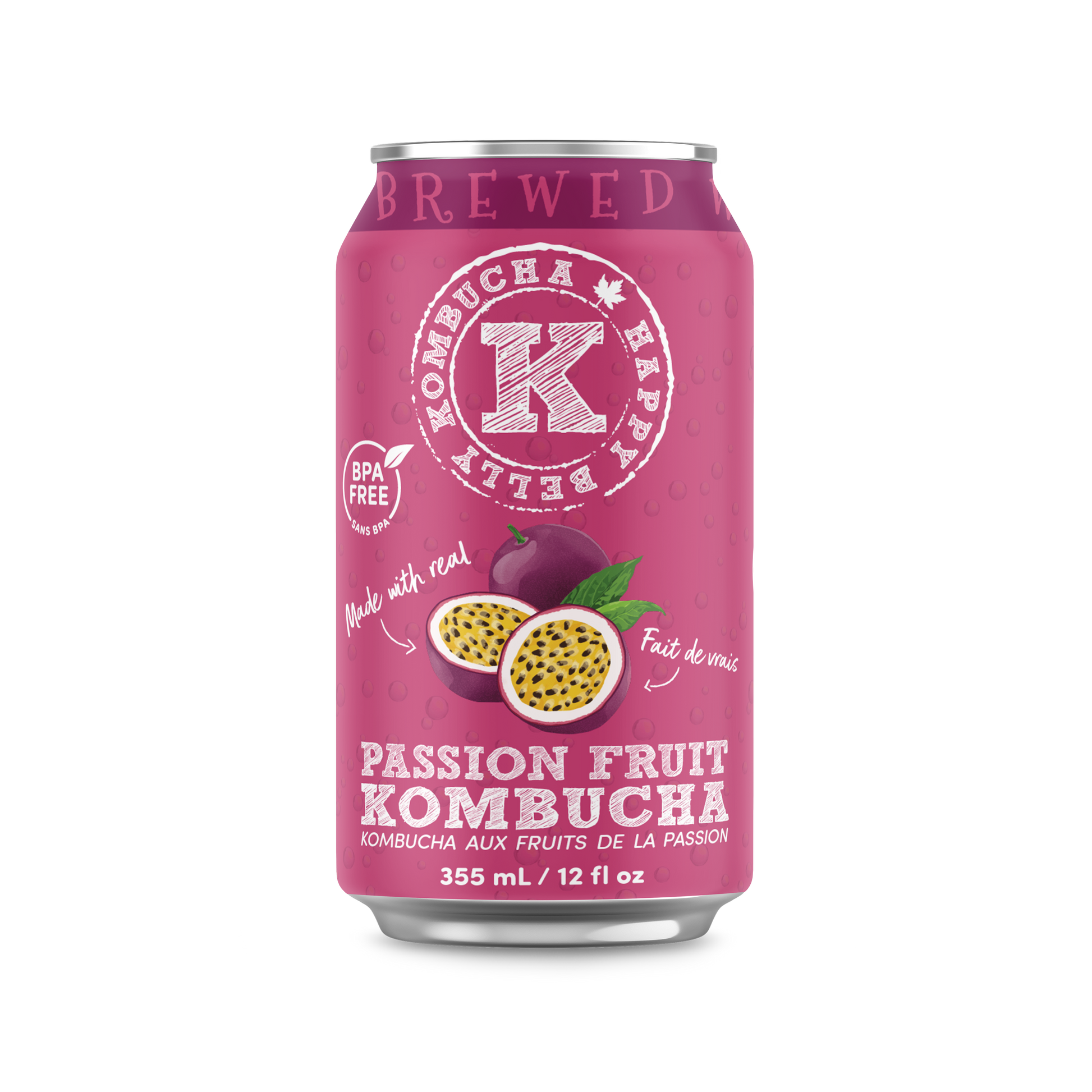 happy belly kombucha passion fruit kombucha brewed flavor bpa free can