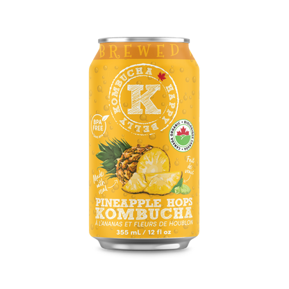 happy belly kombucha pineapple hops kombucha brewed bpa free can