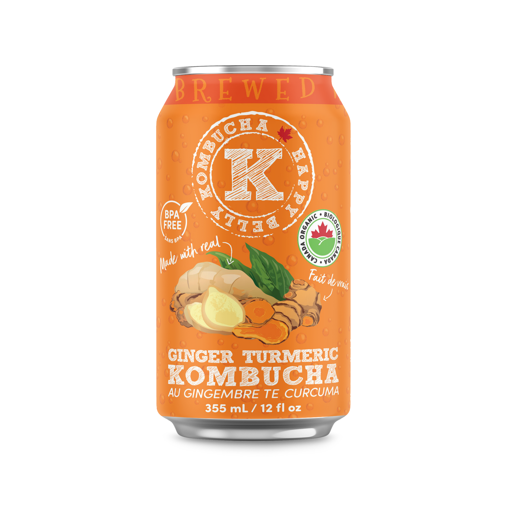 happy belly kombucha ginger turmeric kombucha brewed bpa free can