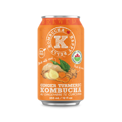 happy belly kombucha ginger turmeric kombucha brewed bpa free can