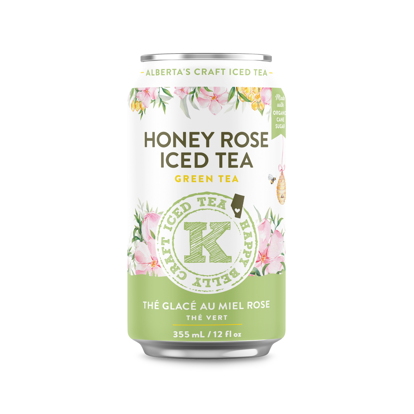 happy belly kombucha alberta's craft iced tea honey rose iced tea green tea flavor can