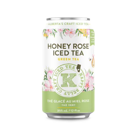 happy belly kombucha alberta's craft iced tea honey rose iced tea green tea flavor can