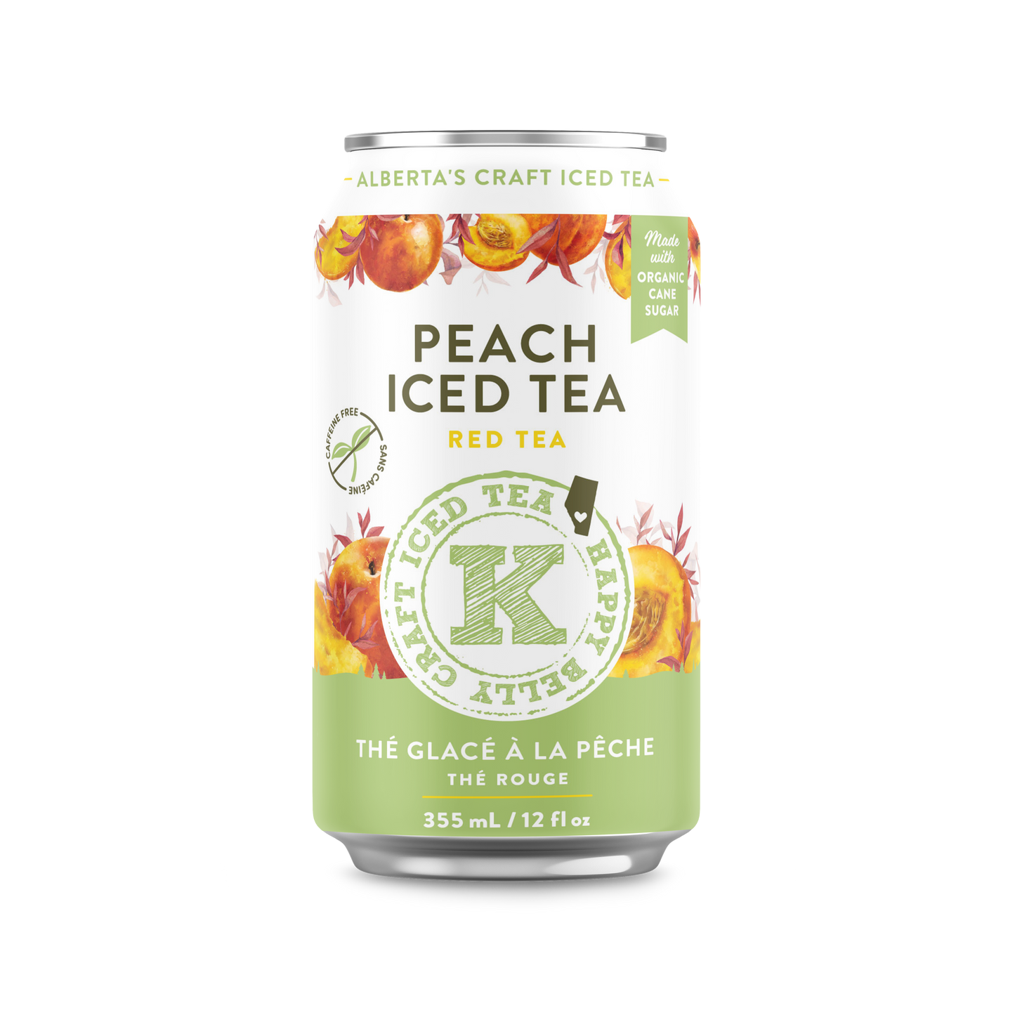 happy belly kombucha alberta's craft iced tea peach iced tea green tea flavor can