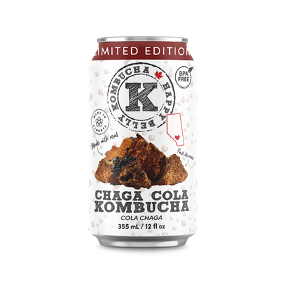 happy belly kombucha limited edition chaga cola kombucha cola chaga can