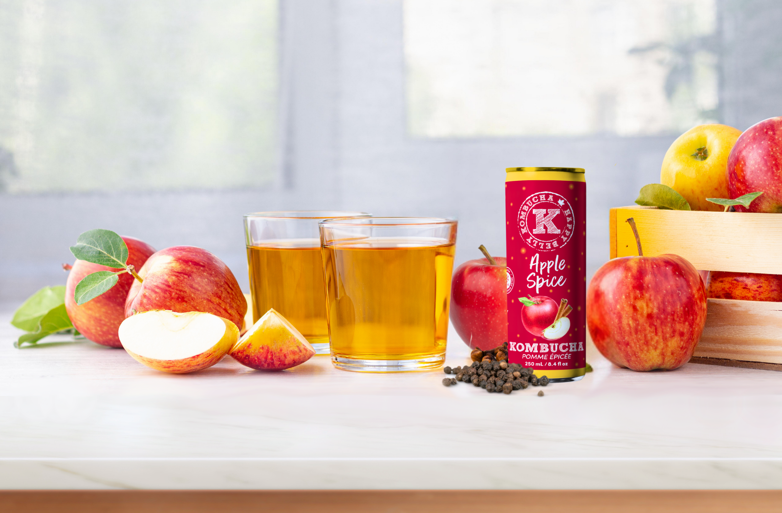 happy belly kombucha apple spice kombucha flavor with apples and apple juice