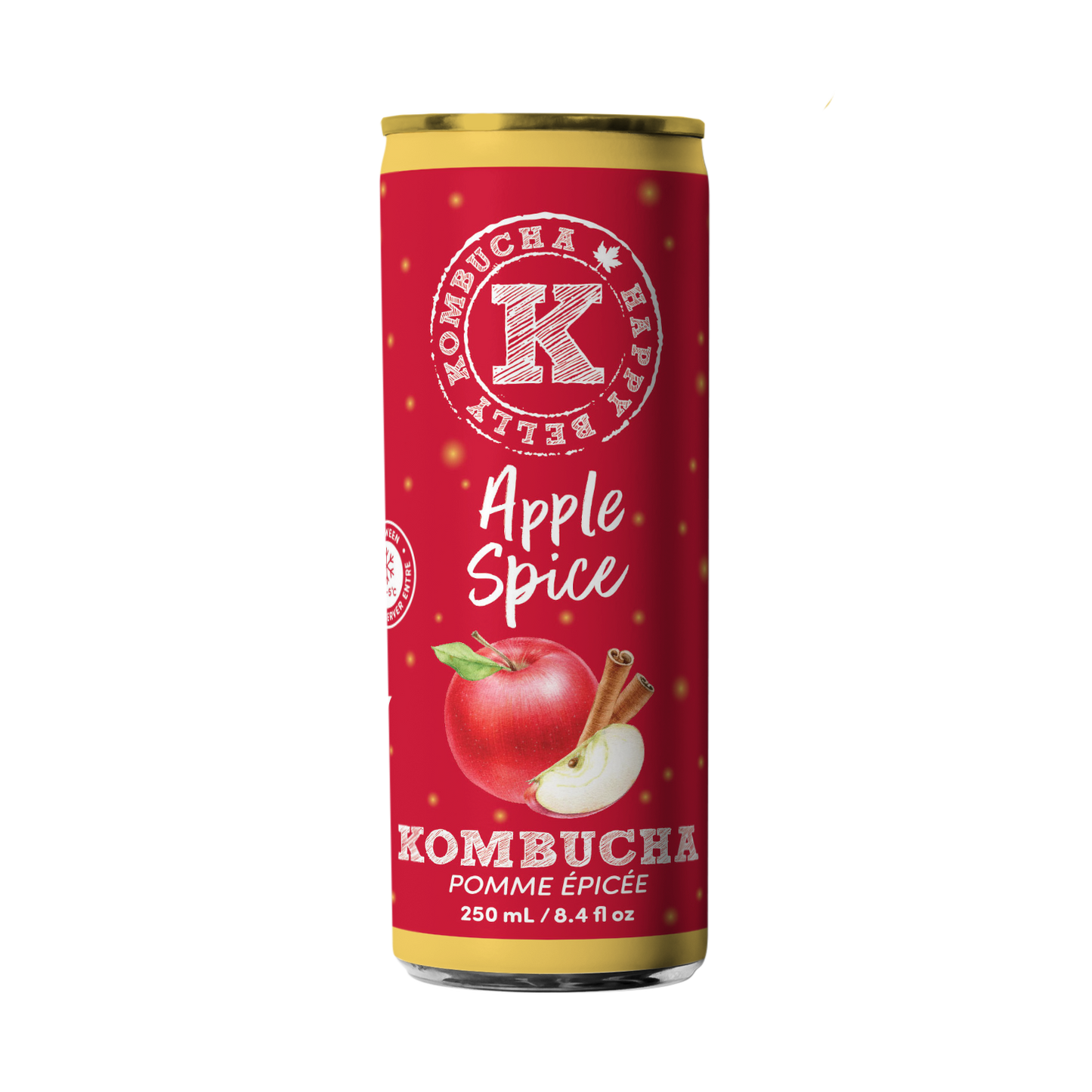 happy belly kombucha apple spice kombucha 250ml can red