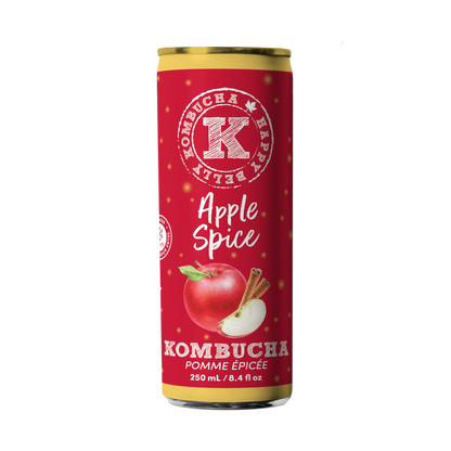 happy belly kombucha apple spice kombucha 250ml can red