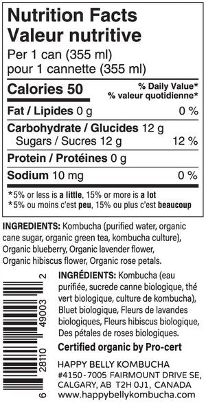 nutrition facts for happy belly kombucha love potion kombucha brewed