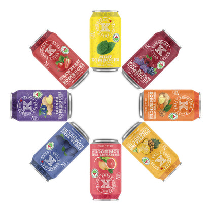 happy belly kombucha 8 original cans in circle