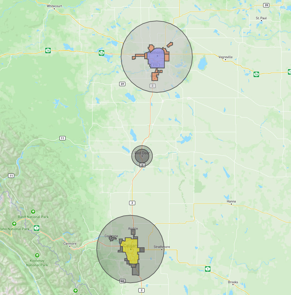 alberta inter city map