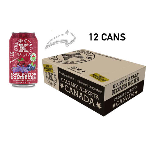 happy belly kombucha love potion kombucha brewed 12 cans in a box