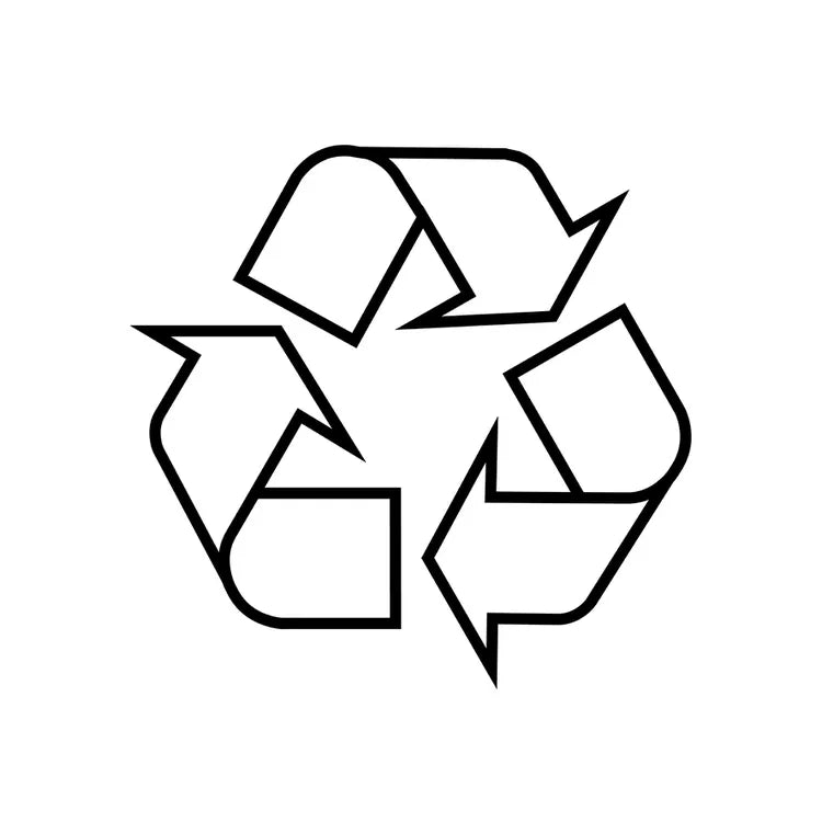 black recycling symbol in white background